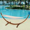 Outdoor 10-ft Arc Wood Hammock Stand with Cotton Polyester Hammock
