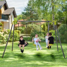 3 in 1 Metal Swing Set for Backyard, Heavy Duty A-Frame, Height Adjustment