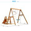 Wooden Swing Set with Slide, Outdoor Playset Backyard Activity Playground Climb Swing Outdoor Play Structure for Toddlers, Ready to Assemble Wooden Sw