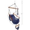 Oxford Cloth Hardwood With Cup Holder Wooden Stick Perforated 100kg Seaside Courtyard Oxford Cloth Hanging Chair Blue RT