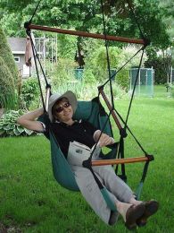 Adjustable Hanging Hammock Chair with Foot Rest (Color: Green - SKU HHC-G)