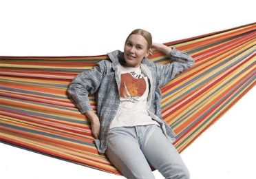 Brazilian Style Double Hammock (Color: Pastel Stripes)