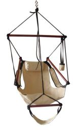 Adjustable Hanging Hammock Chair with Foot Rest (Color: Sand - SKU HHC-S)