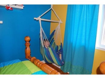 Brazilian Hammock Chair (Color: Blue & Green Stripes - SKU 82103)