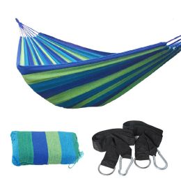 75"x59" Garden Camping Hammock Swing Bed 450lbs Capacity w/ Tree Strap Hiking Travel (Color: Blue, size: 79" X 31" (Single Person))
