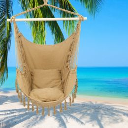 1.5*1.2m Tassel Plus Pillow Hanging Chair  XH (Color: Coffee)