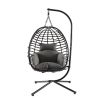 Foldable Hanging Chair, Wicker Egg Chair With Stand For Outside, 300 LBS Capacity (Grey or Red)