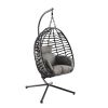 Foldable Hanging Chair, Wicker Egg Chair With Stand For Outside, 300 LBS Capacity (Grey or Red)