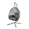 Foldable Hanging Chair, Wicker Egg Chair With Stand For Outside, 300 LBS Capacity (Grey or Red)