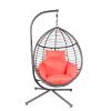 Outdoor Furniture, PE Rattan Hanging Swing Chair With Stand, Water-resistant Cushion