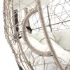Patio Wicker Swing Egg Chair Basket Rattan Teardrop Hanging Lounge Chair with Stand and Cushions