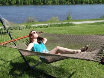 Polyester Rope Hammock - Soft-Woven Deluxe (Color: Coffee - SKU 50703-Coffee)